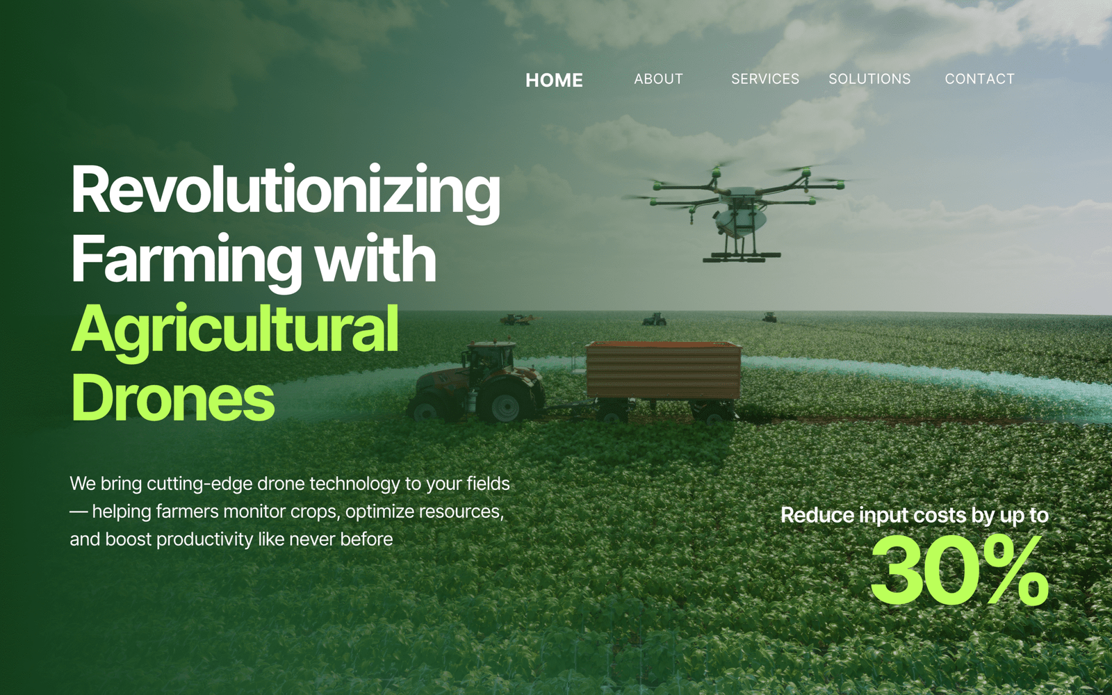 Green Modern Agricultural Drones Desktop Mockup